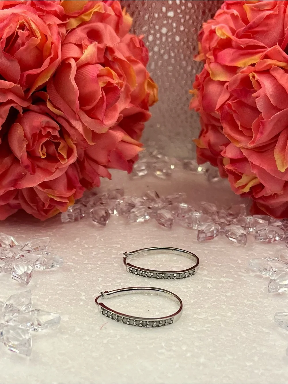 Sterling Silver diamond Hoop Earrings